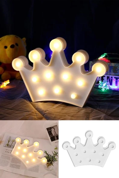 3D Dekoratif Pilli Kraliçe Tacı Model Led Masa ve Gece Lambası-Findit - Resim 5