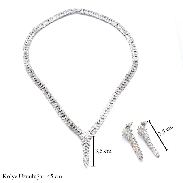 Çelik Taşlı Çiçek Model Kadın Set SET-163 - Resim 2