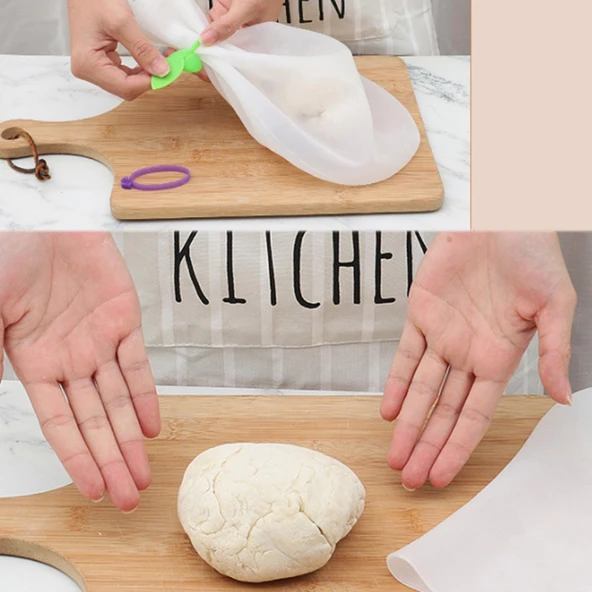 Büyük Hamur Torbası Silikon Şeffaf Hamur Yoğurma Torbası Ekmek Makarna Mantı Hamuru Kolay Yoğurma-Findit - Resim 3