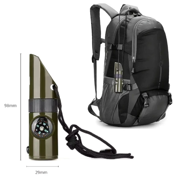 7si 1arada Acil Durum Düdüğü,El Feneri, Termometre,Pusula,Büyüteç,Depolama Bölmeli Kampçı Düdüğü-Findit - Resim 4