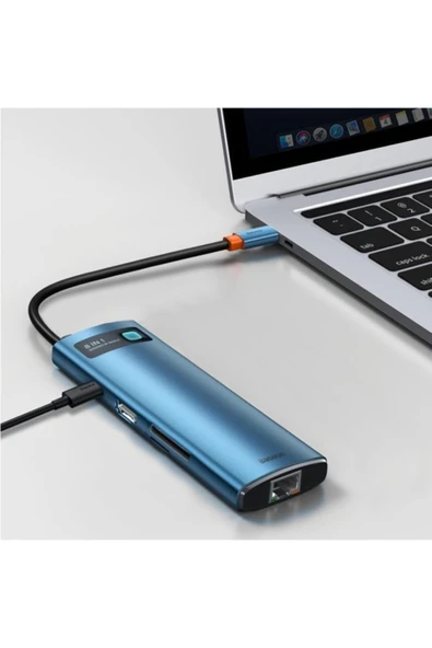 Baseus Metal Gleam 8in1 Multifonksiyonel Hub Dock Station - Resim 8