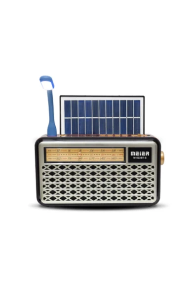 powerdex M-521BT-S Vintage Taşınabilir Güneş Enerjili Radyo - USB, Okuma Işığı - Resim 4