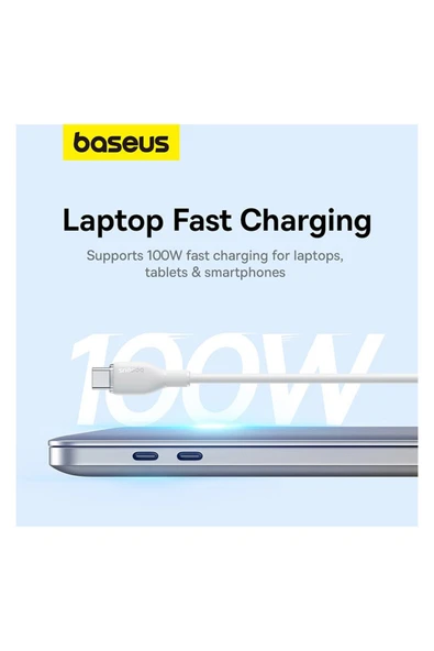 Baseus Pudding Hızlı Şarj Özellikli Type-C to Type-C 100W Kablo 1.2m. Beyaz - Resim 2