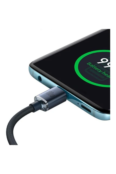 Baseus Crystal Shine 100W Type-C to Type-C 2m – MacBook, iPhone 15/16, Android, Telefon, Tablet ve - Resim 3