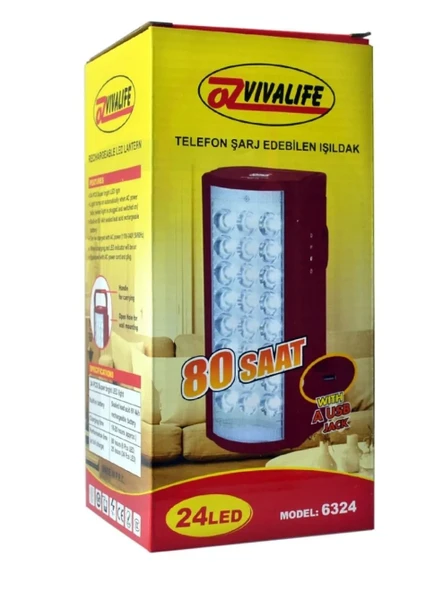 Telefon Şarj Edebilen Şarjlı Işıldak 24 LED USB 80 Saat Kesintisiz Işık-Findit - Resim 3