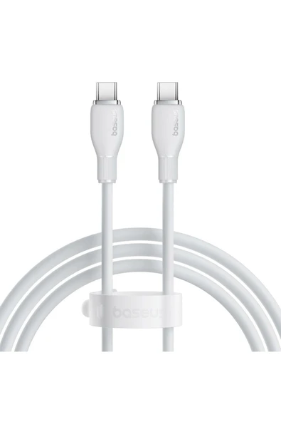 Baseus Pudding Hızlı Şarj Özellikli Type-C to Type-C 100W Kablo 1.2m. Beyaz ürün görseli 1