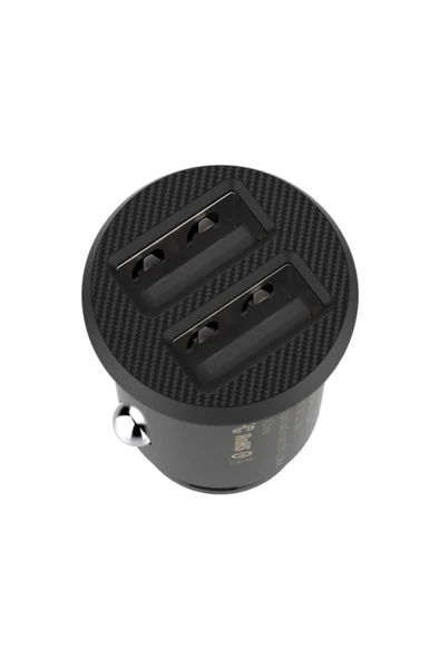 Baseus Grain Serisi Uyumlu Minimal Tasarım Çift Usb 3.1a Araç Şarj Cihazı Siyah - Resim 3