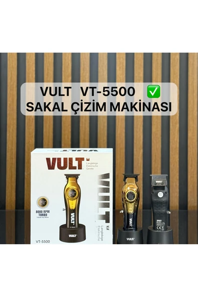 VULT vt-5500 profesyonel sakal traş makinesi çizim ve ense makinesi diğital göstergeli ve kademeli ürün görseli 1