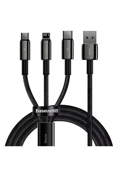 Baseus Tungsten Gold 3 In 1 Usb To Type C, Lightning, Micro Şarj Data Kablosu ürün görseli 1