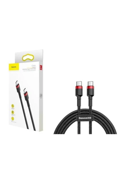 Baseus Cafule Hızlı Şarj Kablosu Type-c To Type-c 3a 2 Metre Siyah Kırmızı 60w Hızlı Şarj - Resim 3
