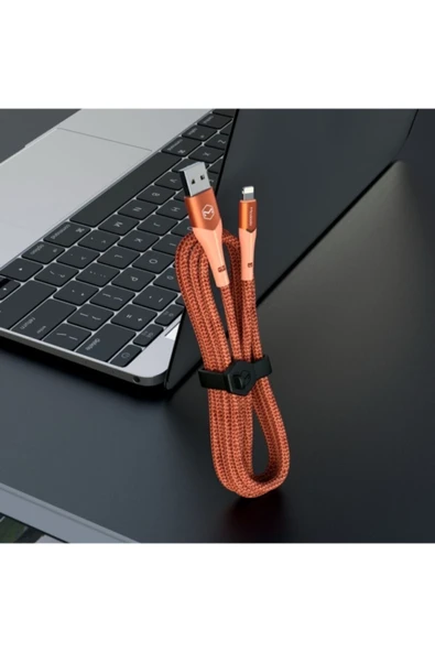 Mcdodo Ca-7842 Çift Işıklı Led Switch 2a Iphone Lightning Şarj Kablosu Turuncu 1.2 Metre - Resim 3