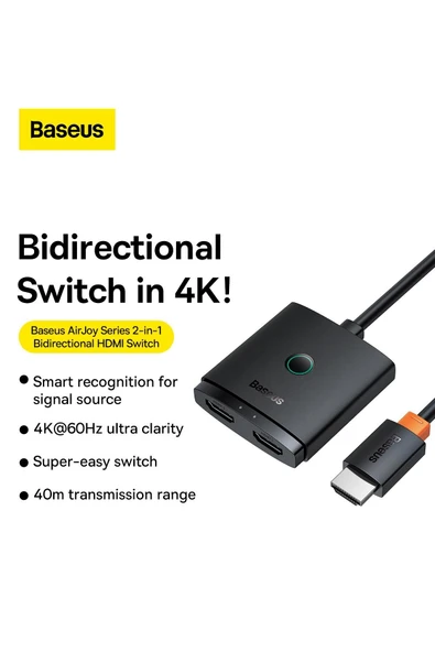 Baseus AirJoy Serisi 2'si 1 Arada Çift Yönlü HDMI Switch B01331105111-01 - Resim 8