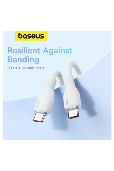 Baseus Pudding Hızlı Şarj Özellikli Type-C to Type-C 100W Kablo 1.2m. Beyaz - Resim 3