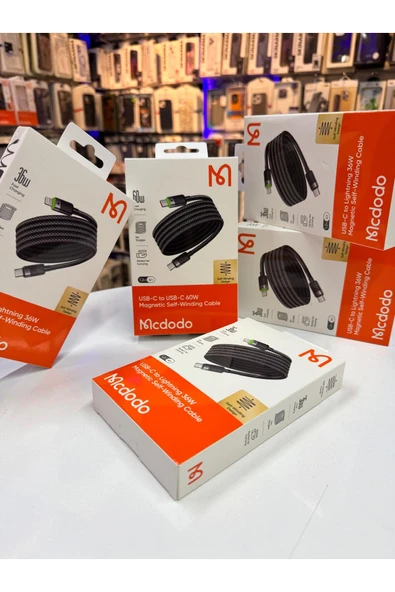 Mcdodo CA-2000 60W USB-C TO USB-C MANYETİK SARILABİLİR KABLO - 1.2 M SİYAH ürün görseli 1