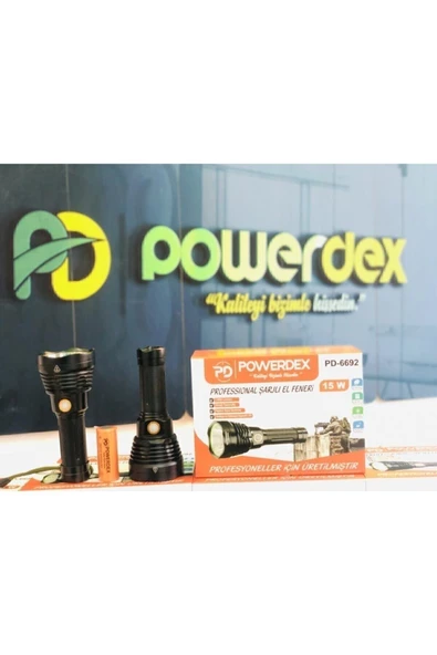 powerdex Pd-6692 15watt Süper Led Profesyonel Şarjlı El Feneri Xhp 90 Led - Resim 3