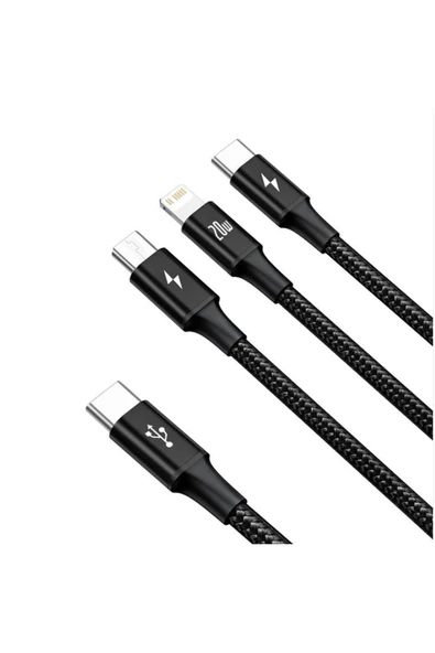 Hızlı Stok Baseus Rapıd 3ın1 20w 120 Cm Şarj Kablosu Siyah Giriş:type-c Çıkış:type-c, Lıghtnıng, Mıcro Usb Caml - Resim 3
