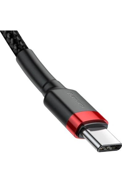 Baseus Cafule PD 2.0 60W Type-C iPad , Macbook Uyumlu Kablo 3A 2 mt Kırmızı+Siyah CATKLF-H91 - Resim 2