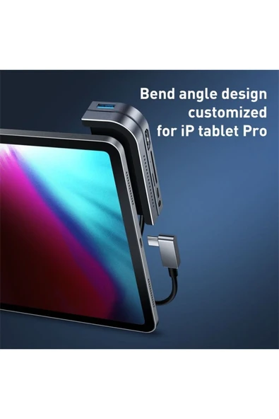 Baseus Bend Angle No.7 Çok Foksiyonlu Type-c Hub Çevirici Koyu Gri Cahub-wj0g - Resim 5