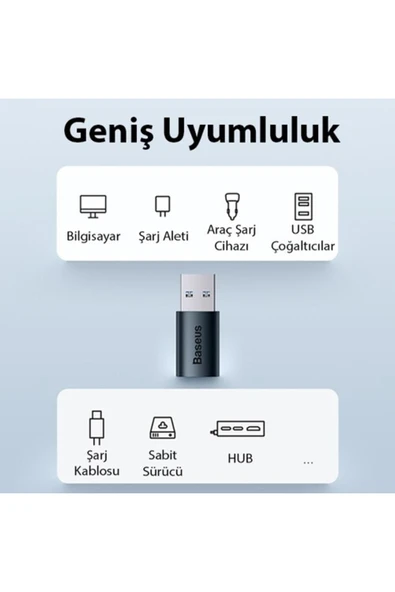 Baseus Usb 3.1 To Type-c Dönüştürücü Adaptör Mini Otg Ingenuity Series Mavi - Resim 3