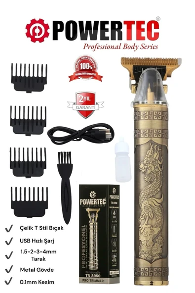 POWERTEC Tr-8950 Profesyonel Şarjlı Saç Sakal Vücut Kıl Tüy Alma Kadın Erkek Lazer Öncesi Epilasyon Makinesi ürün görseli 1