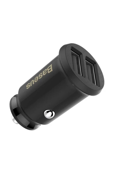 Baseus Grain Serisi Uyumlu Minimal Tasarım Çift Usb 3.1a Araç Şarj Cihazı Siyah - Resim 2