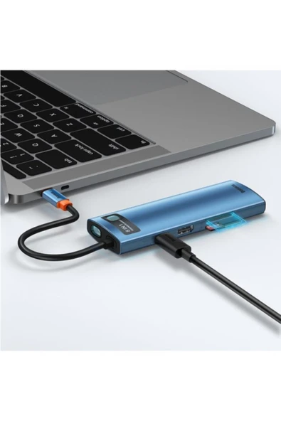 Baseus Metal Gleam 8in1 Multifonksiyonel Hub Dock Station - Resim 7