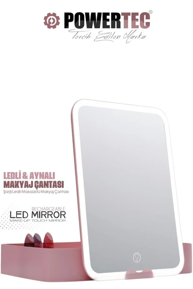 POWERTEC Tr-130 Şarjlı Ledli & Aynalı Taşınabilir Makyaj Çantası (2 YIL GARANTİLİ) - Resim 2