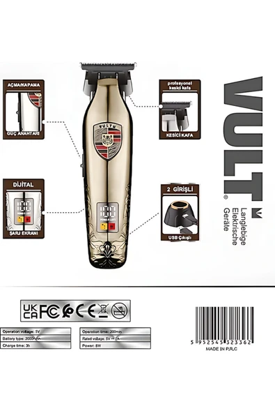 spotpazari VULT-9300 profesyonel ışıklı saç-sakal tıraş makinesi ( NEW COLLECTİON) - Resim 2