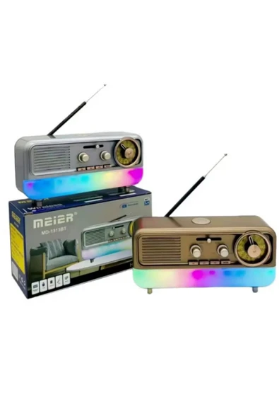 powerdex MD-1313BT LED Işıklı Bluetooth Hoparlör - FM AM SW Radyo, USB TF MP3 Oynatıcı - Resim 2