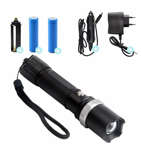 Profesyonel Şarjlı El Feneri Uzun Menzilli Şarjlı Zoomlu Süper Güçlü Acil Durum Feneri Çift Bataryal-Findit - Resim 3