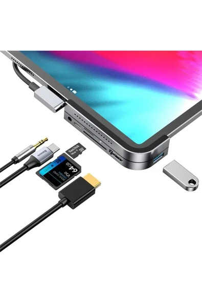 Baseus Bend Angle No.7 Çok Foksiyonlu Type-c Hub Çevirici Koyu Gri Cahub-wj0g - Resim 3