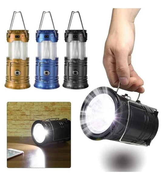 Avcı Feneri Kamp Lambası Şarjlı USB Girişi Solar-Findit - Resim 3