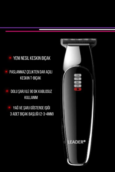 Leader ,Led Göstergeli,Kablosuz Tıraş Makinesi,Profesyonel Tıraş,Sakal Tıraş Makinesi,Tıraş Makinesi ürün görseli 1