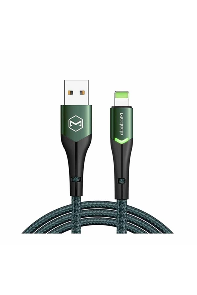 Mcdodo CA-7841 Çift Işıklı Led Switch 2A Iphone Lightning Şarj Kablosu Yeşil 1.2 M ürün görseli 1