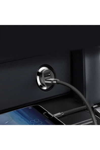 Baseus Grain Serisi Uyumlu Minimal Tasarım Çift Usb 3.1a Araç Şarj Cihazı Siyah - Resim 4