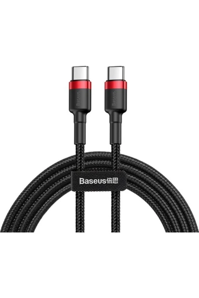 Baseus Cafule PD 2.0 60W Type-C iPad , Macbook Uyumlu Kablo 3A 2 mt Kırmızı+Siyah CATKLF-H91 ürün görseli 1