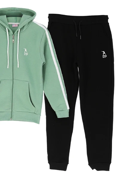 Kız Çocuk 3 İplik-Fermuarlı-Kapüşonlu-Kanguru Cepli Eşofman Takımı 12-16 Yaş 12376 - Resim 6