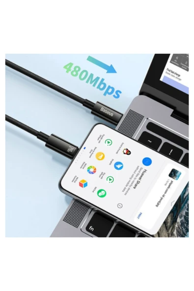 Baseus Tungsten Gold 240W Type-C toType-C 3m Hızlı Şarj & Veri Kablosu - Resim 7