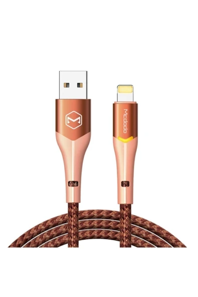 Mcdodo Ca-7842 Çift Işıklı Led Switch 2a Iphone Lightning Şarj Kablosu Turuncu 1.2 Metre ürün görseli 1