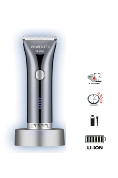 POWERTEC Kablosuz, Şarjlı Profesyonel Saç Sakal Ense Vücut Kesme Düzeltme Tıraş Makinesi Tr-1700 - Resim 3