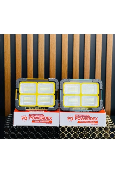 powerdex Pd-5050 Profesyonel Projektör Modlu Çakar Işıklı Güneş Enerjili El Feneri - Resim 2