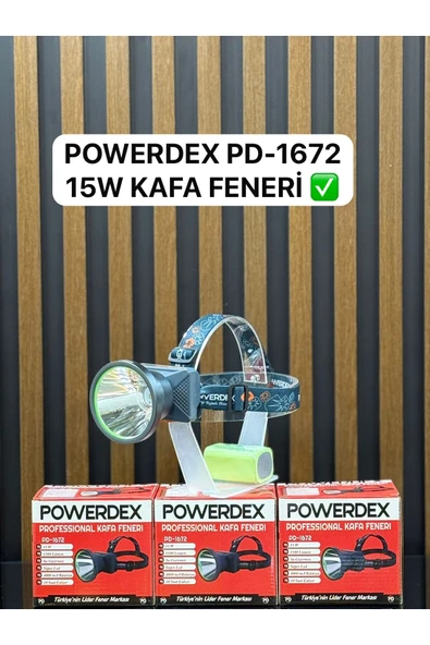 powerdex Pd-1672 15w 1500 Lümen Profesyonel Şarjlı Kafa Lambası ürün görseli 1