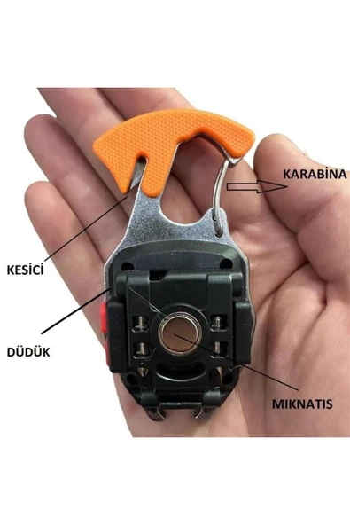 powerdex Çok Fonksiyonlu Tornavida Düdük Şişe Açacağı Ateş Yakıcı Mıknatıslı Type-C Şarjlı Anahtarlık Fener P - Resim 2