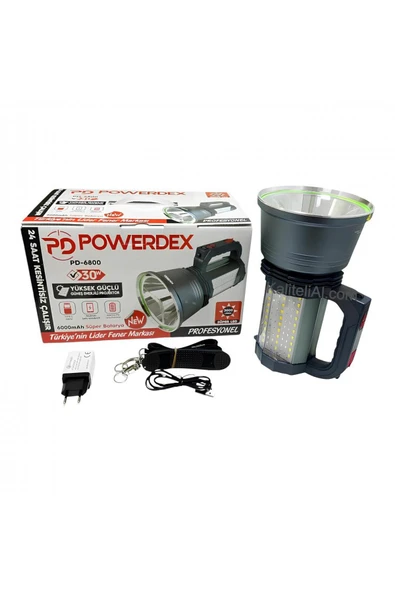 powerdex Pd-6800 6000 Mah Dijital Göstergeli Powerbank Ve 3000 Lümen Flaş-sos Işıklı Kamp Feneri - Resim 3