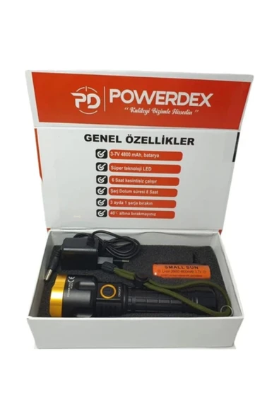 powerdex Pd-6572 10w Su Geçirmez Şarjlı Profesyonel El Feneri - Resim 5