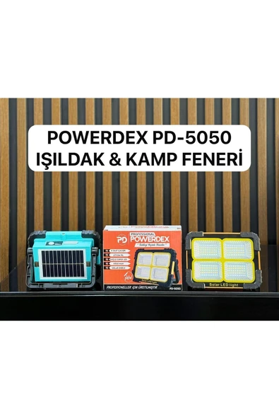 powerdex Pd-5050 Profesyonel Projektör Modlu Çakar Işıklı Güneş Enerjili El Feneri - Resim 3