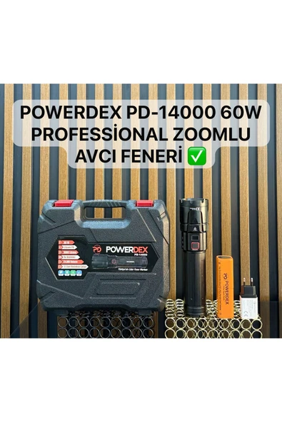 powerdex Pd-14000 Profesyonel Büyük Avcı Feneri 60w 6000 Lümen Zoomlu ürün görseli 1