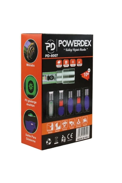 powerdex Pd-8007 Su Geçirmez Şarjlı Profesyonel El Feneri - Resim 3