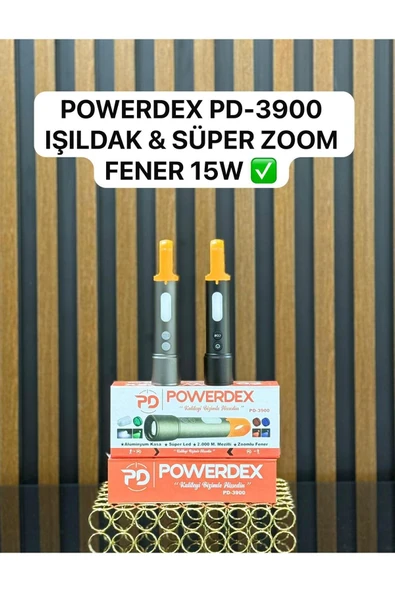 powerdex PD-3900 Çok Fonksiyonlu Zoomlu Şarjlı El Feneri ürün görseli 1