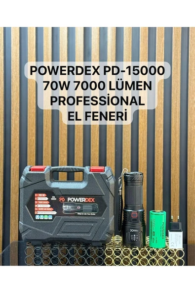 powerdex Pd-15000 Profesyonel Büyük Avcı Feneri 70w 7000 Lümen Zoomlu ürün görseli 1